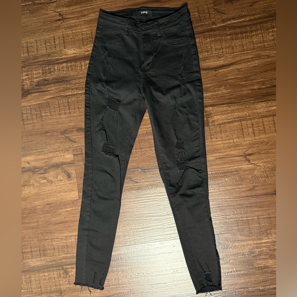 Black Distressed Skinny Jeans